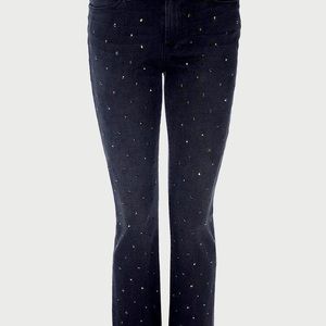 FRAME Le High Straight Crystal Stud Black Jeans.